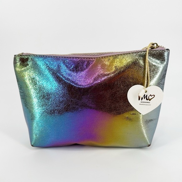 NWT Imoshion Iridescent Cosmetics Pouch Faux-Leather Vegan Multi-Color - Picture 1 of 4